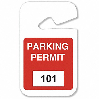 Parking Permits Rearview 101-200 Wht/Red MPN:96271