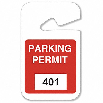 Parking Permits Rearview 401-500 Wht/Red MPN:96274