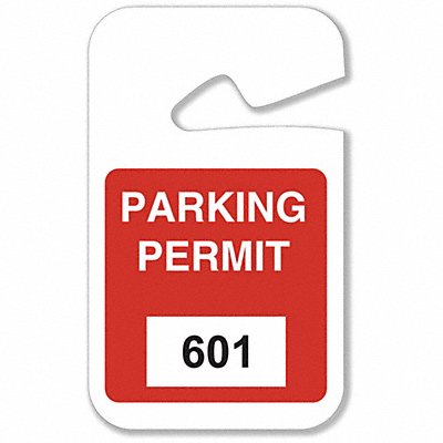 Parking Permits Rearview 601-700 Wht/Red MPN:96276