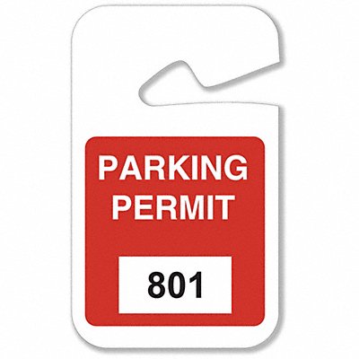 Parking Permits Rearview 801-900 Wht/Red MPN:96278