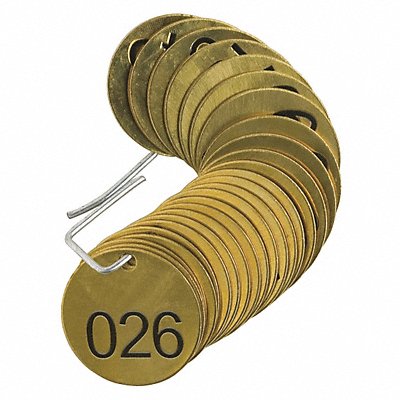Numbered Tag Brass 1 1/2in W PK25 MPN:23201
