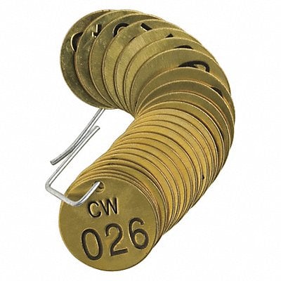 Numbered Tag Set Brass 1 1/2in W PK25 MPN:23257