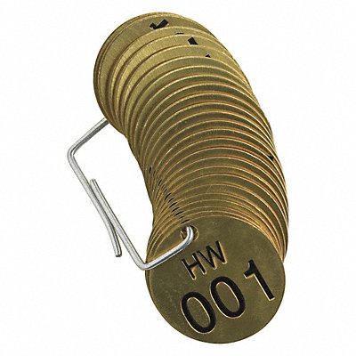 Numbered Tag Set Brass 1 1/2in W PK25 MPN:23276