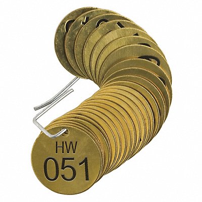 Numbered Tag Brass 1 1/2in W PK25 MPN:23278