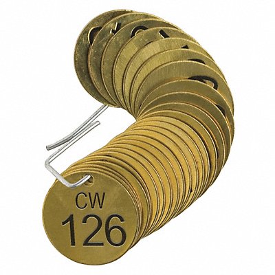Numbered Tag Brass 1 1/2in W PK25 MPN:23401