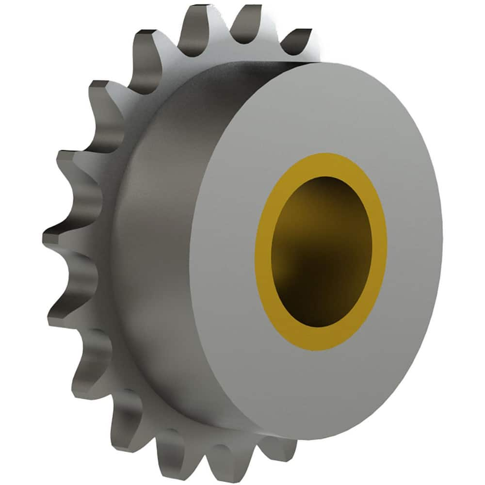 Chain Idler Sprockets, Bore Diameter: 1.0000, Hub Diameter: 2.6875, Pitch: 0.625 in, Compatible Shaft Diameter: 1 in, Number Of Strands: 1, Bearing Type: Plain MPN:50B17U