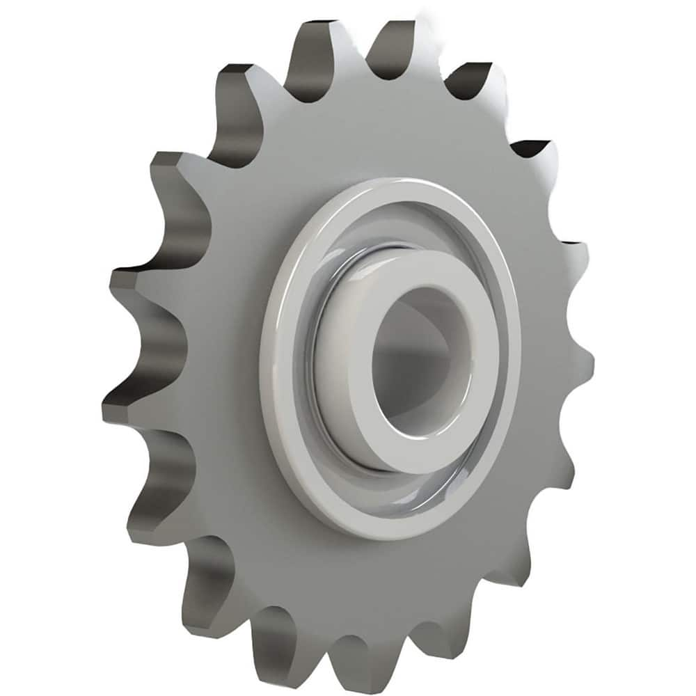 Chain Idler Sprockets, Outside Diameter: 2.96 , Chain Trade Size: 40 , Bore Diameter: 0.6350 , Pitch: 0.5in , Compatible Shaft Diameter: 0.625in  MPN:B4017H