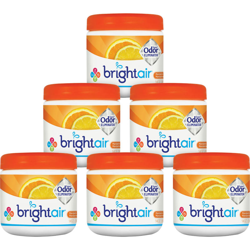 Bright Air Super Odor Eliminator Air Fresheners, Mandarin Orange/Fresh Lemon Scent, 14 Oz, Pack Of 6 (Min Order Qty 2) MPN:900013CT