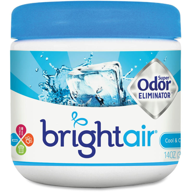 Bright Air Super Odor Eliminator Air Freshener - Gel - 450 ft  - 14 fl oz (0.4 quart) - Cool, Clean - 60 Day - 6 / Carton (Min Order Qty 2) MPN:900090CT