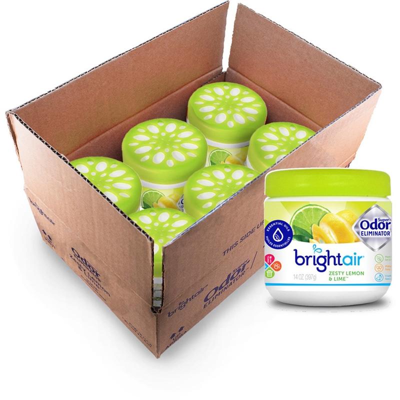 Bright Air Zesty Lemon Super Odor Eliminator - 14 fl oz (0.4 quart) - Lemon, Lime, Zesty Lemon - 60 Day - 6 / Carton - Odor Neutralizer, Long Lasting (Min Order Qty 2) MPN:900248CT