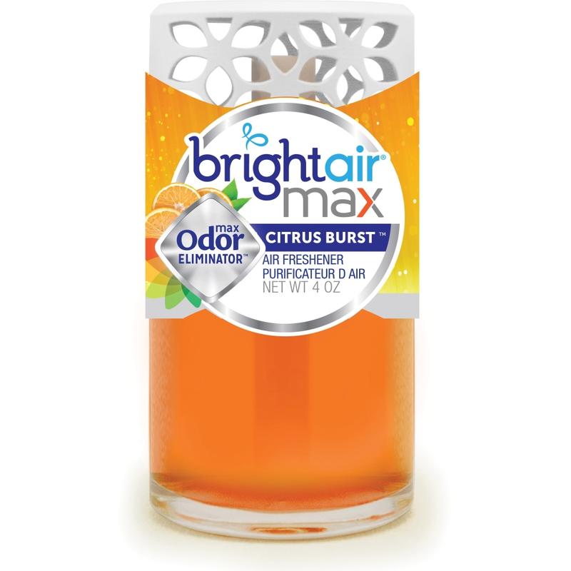 Bright Air Max Odor Eliminator - Gel - 4 oz (0.1 quart) - Citrus Burst - 1 Each - Phthalate-free, BHT Free, Odor Neutralizer, Paraben-free, Formaldehyde-free, NPE-free, Triclosan-free (Min Order Qty 7) MPN:900440