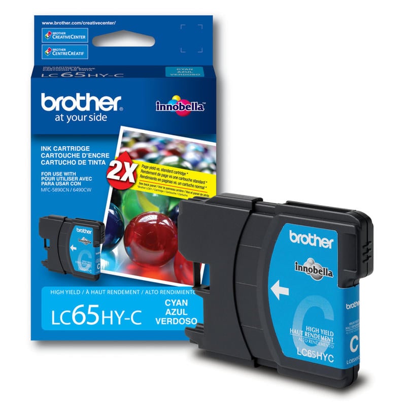 Brother LC65 Cyan High-Yield Ink Cartridge, LC65HYC (Min Order Qty 3) MPN:BRTLC65HYC