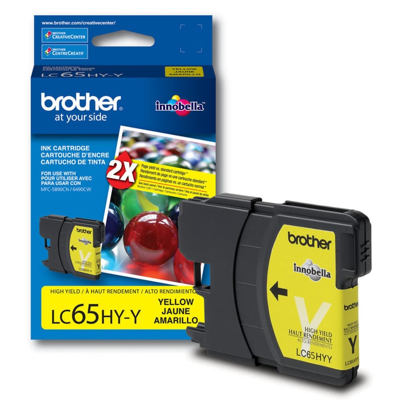 Brother LC65 Yellow High-Yield Ink Cartridge, LC65HY-Y (Min Order Qty 3) MPN:BRTLC65HYY