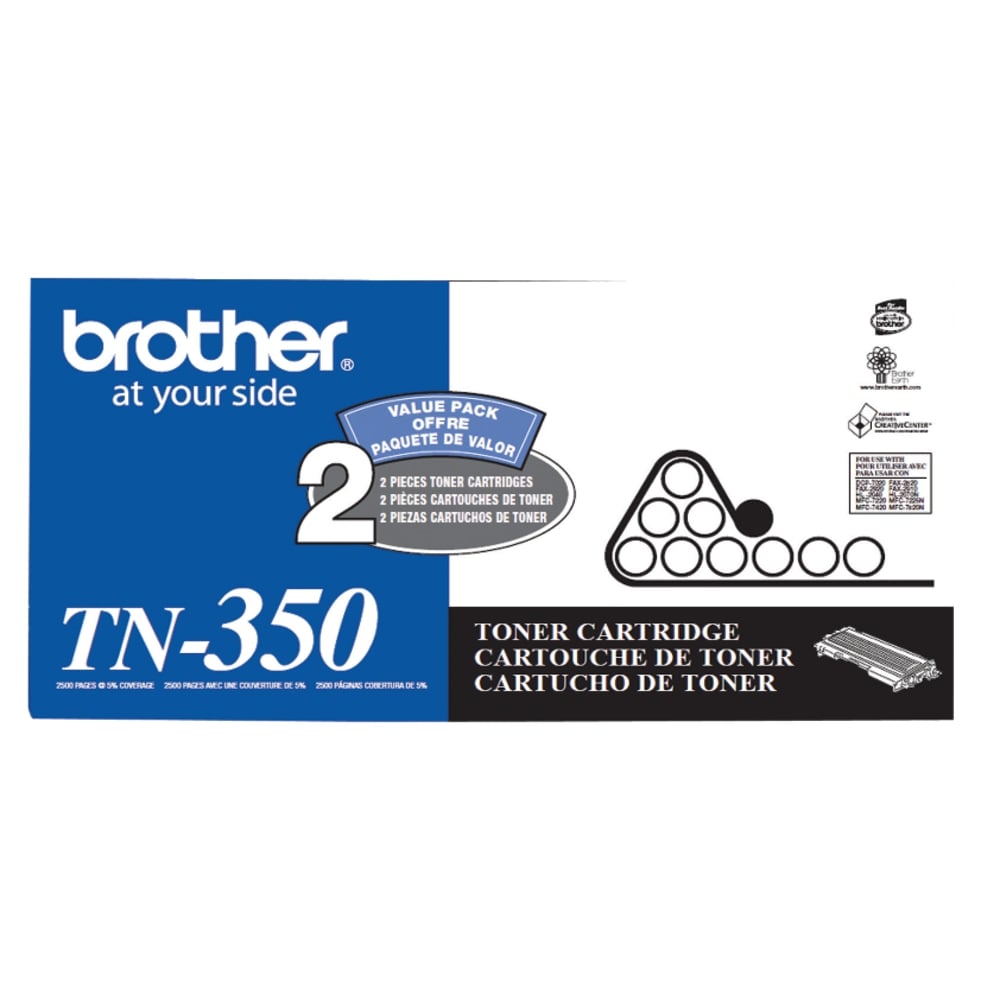 Brother TN-350 Black Toner Cartridges, Pack Of 2, TN-3502PK MPN:BRTTN350-2PK