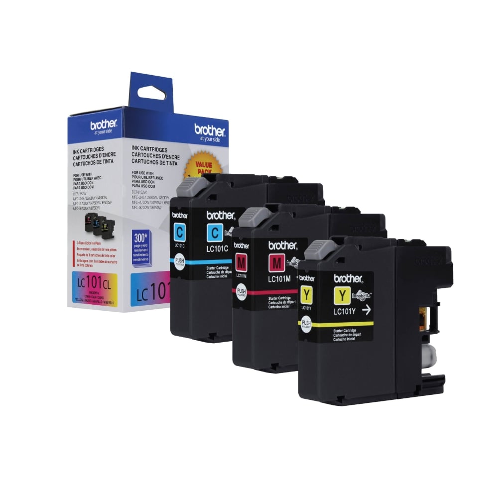 Brother LC101 Cyan, Magenta, Yellow Ink Cartridges, Pack Of 3, LC101-3PKS (Min Order Qty 3) MPN:LC1013PKS