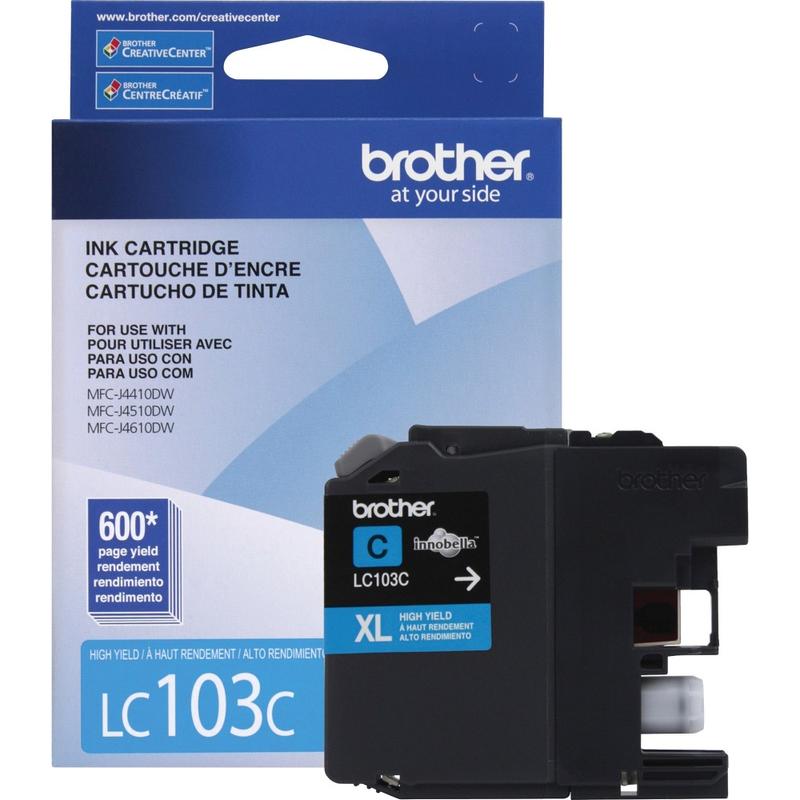 Brother LC103 Cyan High-Yield Ink Cartridge, LC103C (Min Order Qty 4) MPN:LC103C