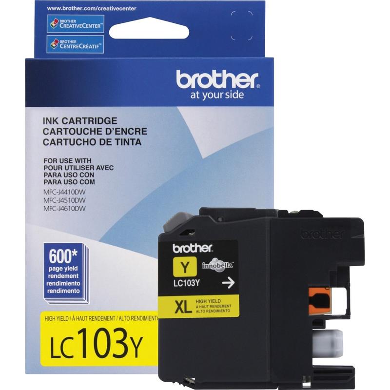 Brother LC103 Yellow High-Yield Ink Cartridge, LC103Y (Min Order Qty 5) MPN:LC103Y