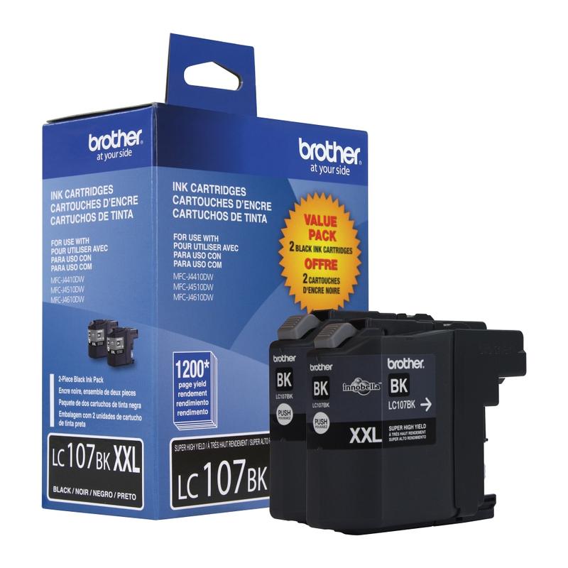 Brother LC107 Black High-Yield Ink Cartridges, Pack Of 2, LC107BK (Min Order Qty 2) MPN:LC1072PKS