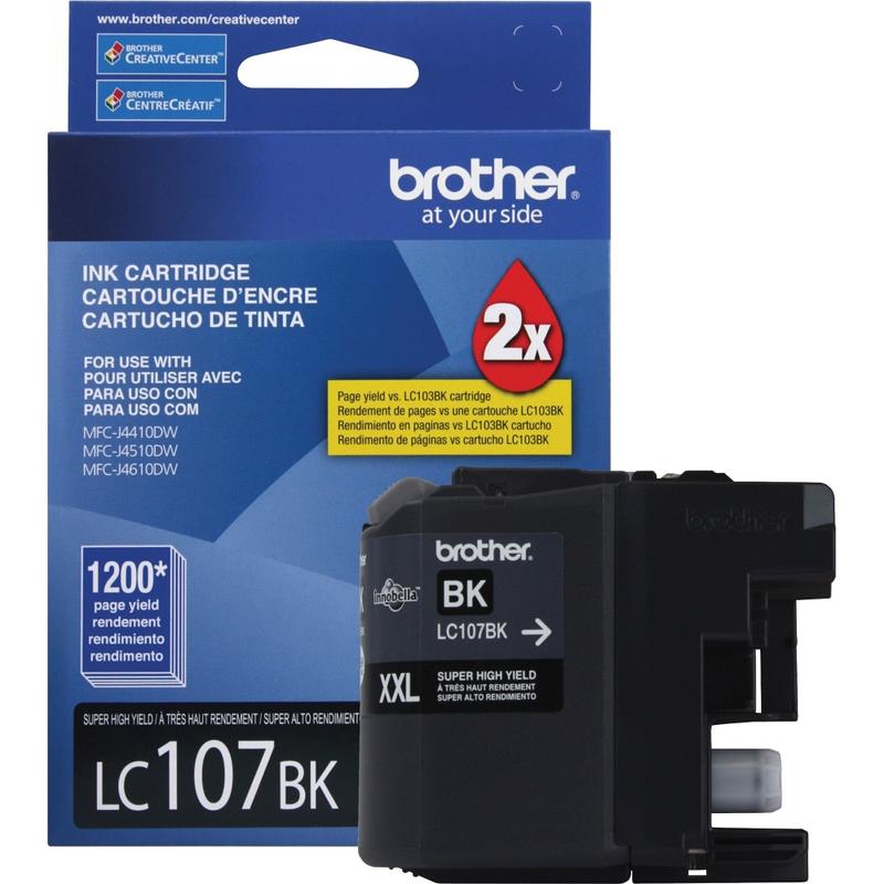 Brother Genuine Innobella LC107BK Super High Yield Black Ink Cartridge - Inkjet - High Yield - 1200 Pages - Black - 1 Each (Min Order Qty 2) MPN:LC107BK