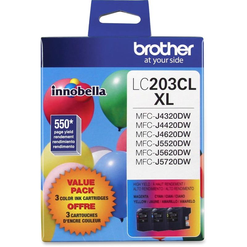 Brother LC203 Cyan; Magenta; Yellow High-Yield Ink Cartridges, Pack Of 3, LC2033PKS (Min Order Qty 2) MPN:LC2033PKS