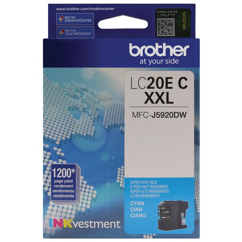 Brother LC20 Cyan Super-High-Yield Ink Cartridge, LC20EC (Min Order Qty 4) MPN:LC20EC