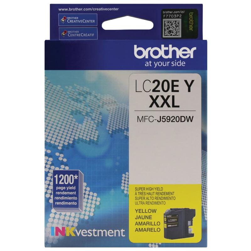 Brother LC20 Yellow Extra-High-Yield Ink Cartridge, LC20EY (Min Order Qty 4) MPN:LC20EY