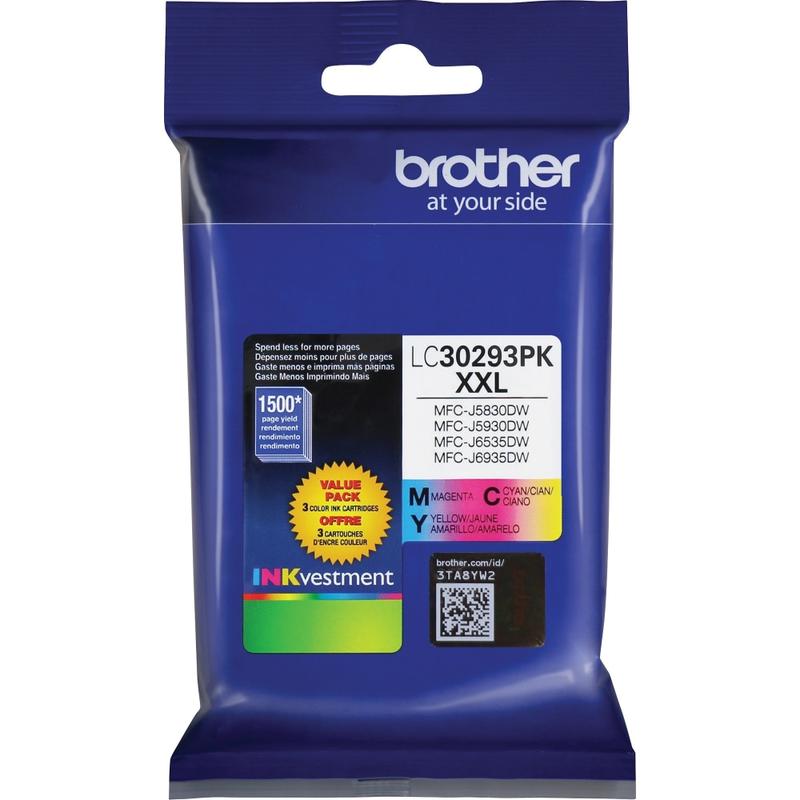 Brother LC3029 Cyan; Magenta; Yellow Super-High-Yield Ink Cartridges, Pack Of 3, LC30293PK MPN:LC30293PK