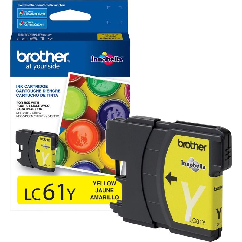 Brother LC61Y Original Ink Cartridge - Inkjet - 325 Pages - Yellow - 1 Each (Min Order Qty 4) MPN:LC61Y