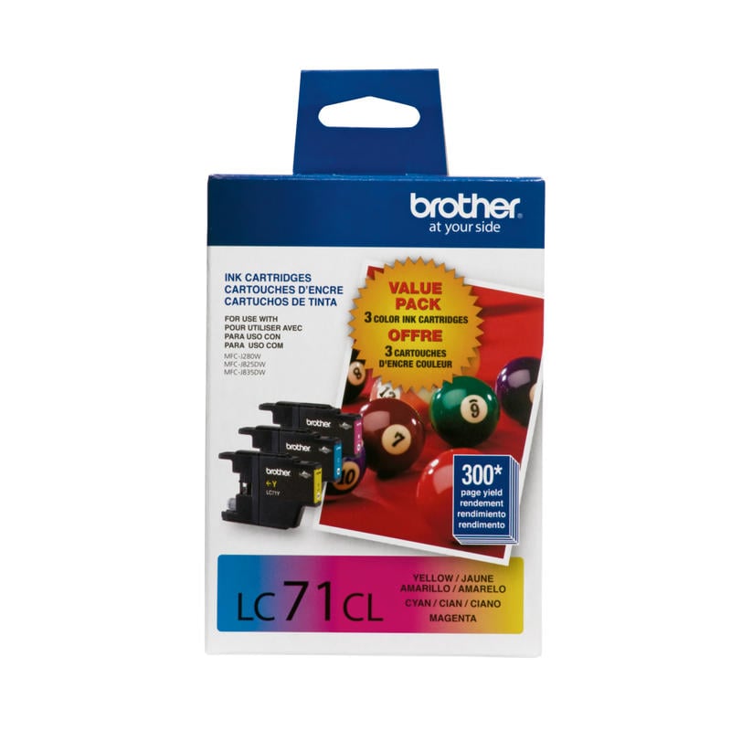 Brother LC71 Cyan, Magenta, Yellow Ink Cartridges, Pack Of 3, LC713PKS (Min Order Qty 2) MPN:LC713PKS