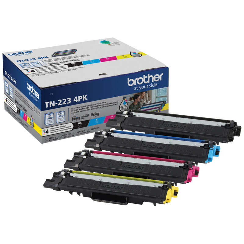 Brother TN223 Black And Cyan, Magenta, Yellow Toner Cartridges, Pack Of 4, TN223 combo MPN:TN2234PK