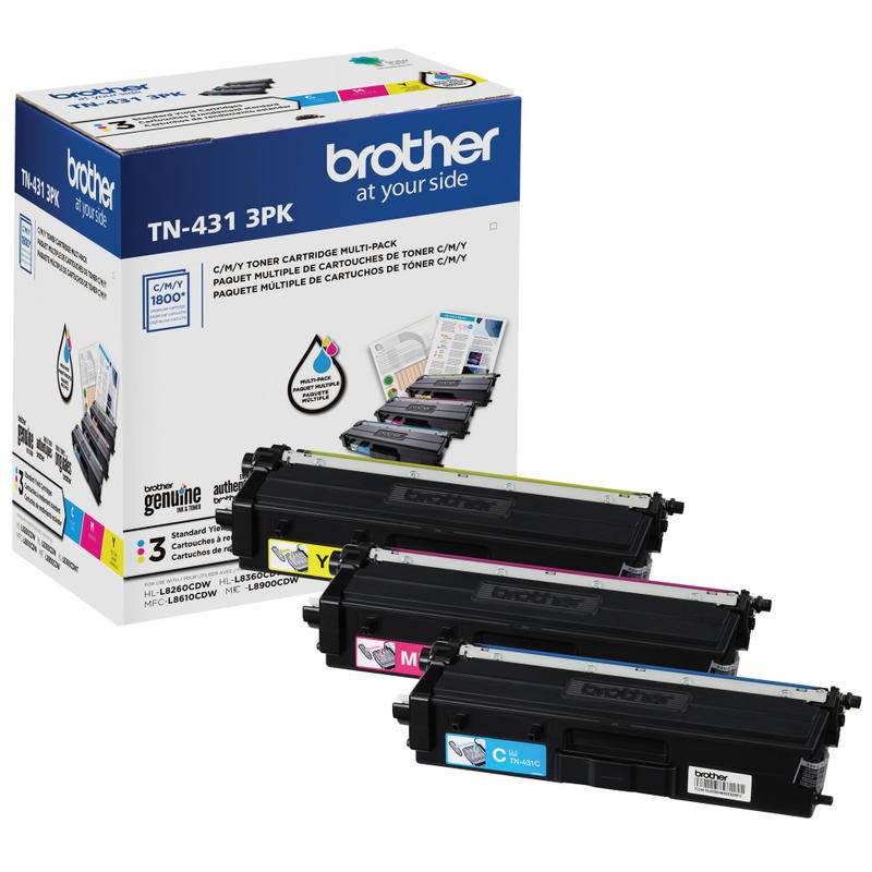 Brother TN-431 Cyan, Magenta, Yellow Toner Cartridges, Pack Of 3, TN-431 combo MPN:TN4313PK