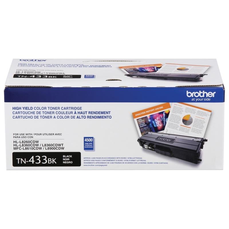 Brother TN-433 Black High Yield Toner Cartridge, TN-433BK MPN:TN433BK