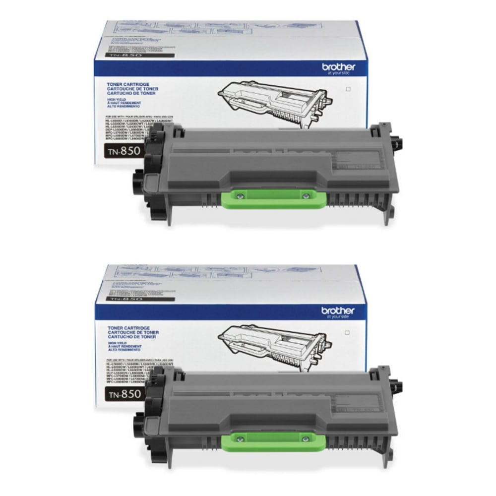 Brother TN-850 Black High Yield Toner Cartridges, Pack Of 2 MPN:TN8502PK