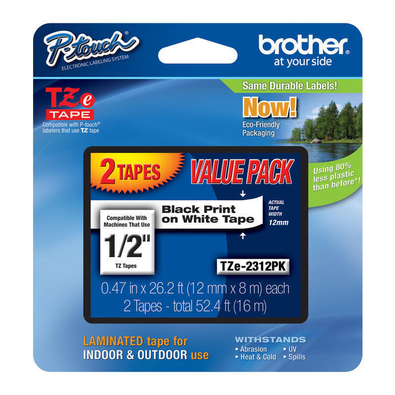 Brother TZe-231 Black-On-White Tapes, 0.5in x 26.2ft, Pack Of 2 (Min Order Qty 3) MPN:TZE-2312PK