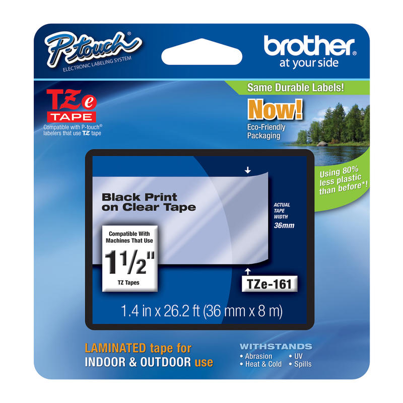 Brother TZe-161 Black-On-Clear Security Tape, 1.5in x 26.2ft (Min Order Qty 3) MPN:TZE161