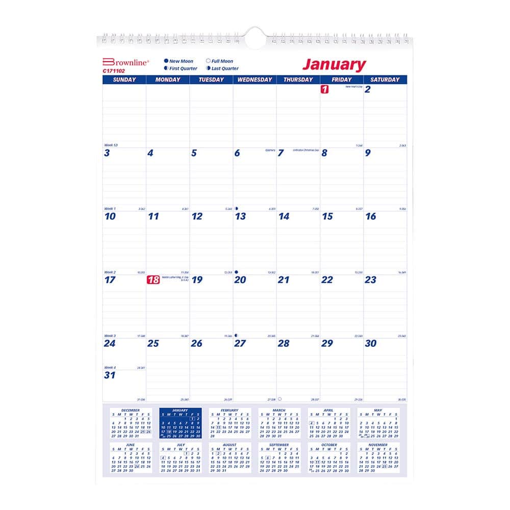 Wall Calendar: 12 Sheets, Planner Ruled MPN:REDC171102