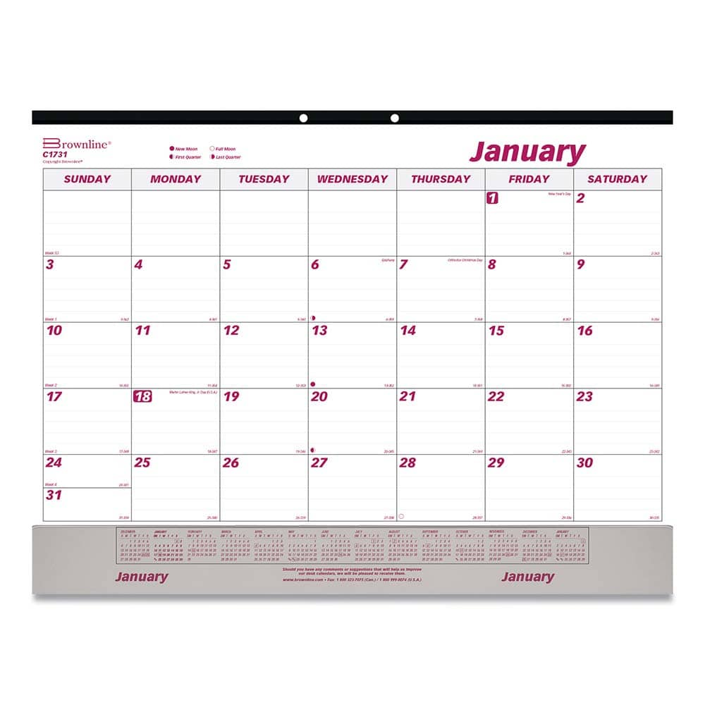 Desk Pad: 12 Sheets, Planner Ruled MPN:REDC1731V