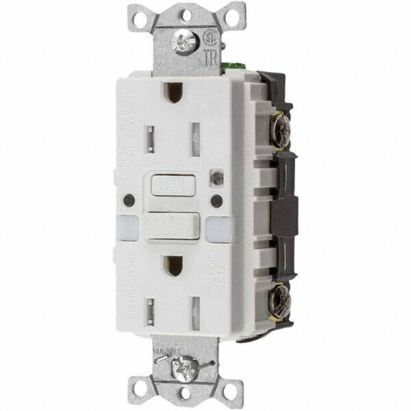 GFCI Receptacles, Grade: Commercial , NEMA Configuration: 5-15R , Amperage: 15 , Reset Type: Manual , Wiring Method: Back, Side  MPN:GFTRST15WNL