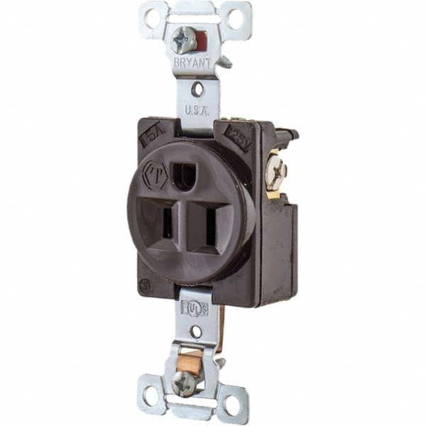 Straight Blade Single Receptacle: NEMA 5-15R, 15 Amps, Grounded MPN:5251