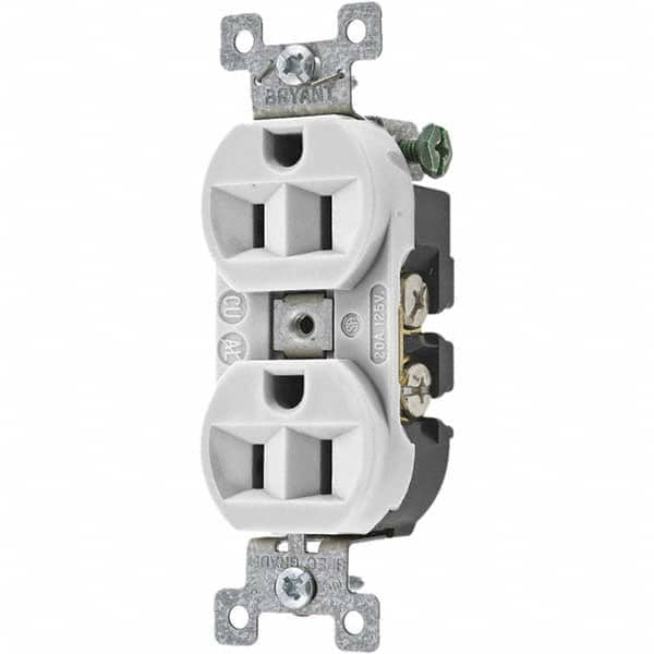 Straight Blade Duplex Receptacle: NEMA 5-15R, 15 Amps, Grounded MPN:5262BW