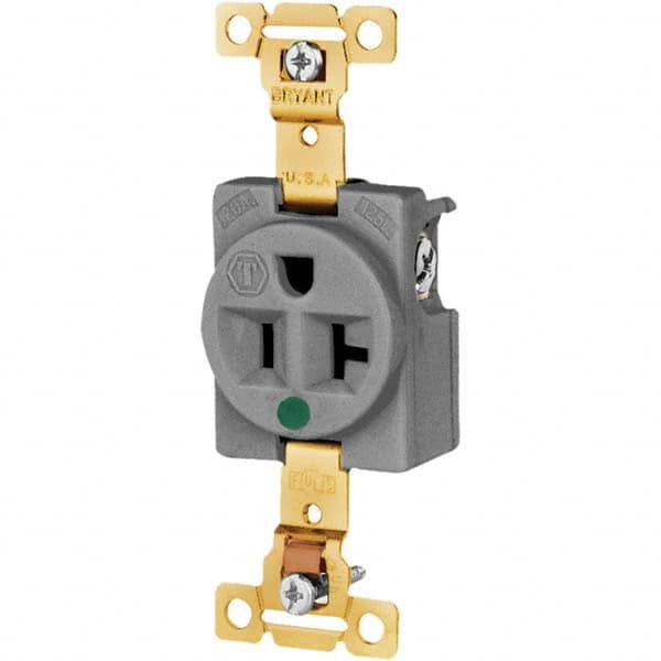 Straight Blade Single Receptacle: NEMA 5-15R, 20 Amps, Grounded MPN:8310GRY