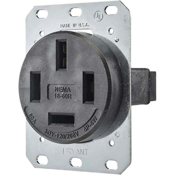 Straight Blade Single Receptacle: NEMA 18-60R, 60 Amps, Ungrounded MPN:8360FR