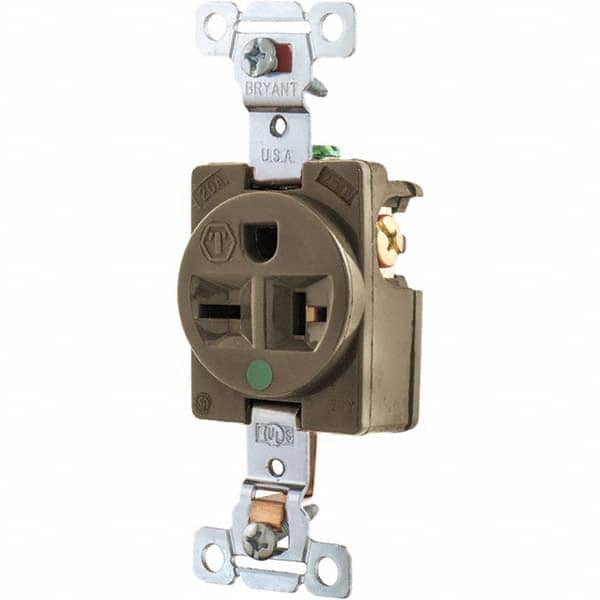 Straight Blade Single Receptacle: NEMA 6-20R, 20 Amps, Grounded MPN:8410BRN