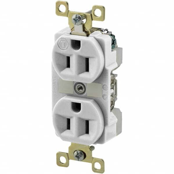 Straight Blade Duplex Receptacle: NEMA 5-15R, 15 Amps, Grounded MPN:BRY5262W