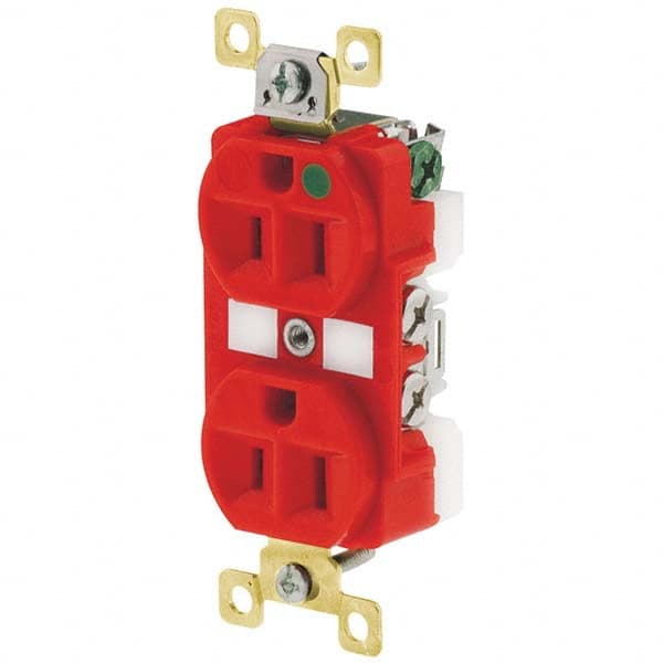 Straight Blade Duplex Receptacle: NEMA 5-15R, 15 Amps, Grounded MPN:BRY8200RED