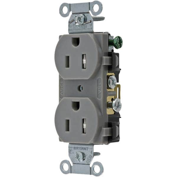 Straight Blade Duplex Receptacle: NEMA 5-15R, 15 Amps, Grounded MPN:CBRS15GRYTR