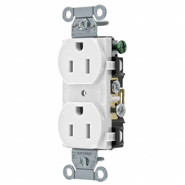 Straight Blade Duplex Receptacle: NEMA 5-15R, 15 Amps, Grounded MPN:CBRS15W