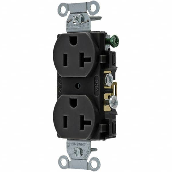 Straight Blade Duplex Receptacle: NEMA 5-20R, 20 Amps, Grounded MPN:CBRS20BLK