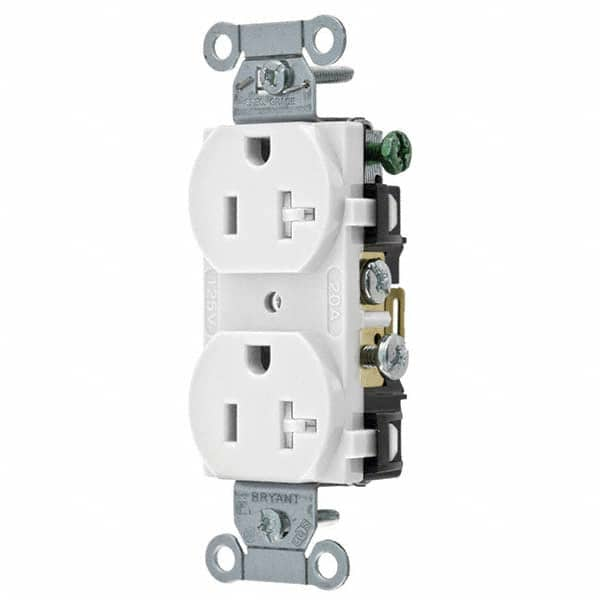 Straight Blade Duplex Receptacle: NEMA 5-20R, 20 Amps, Grounded MPN:CBRS20WTR