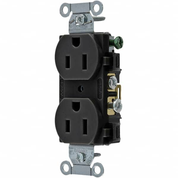 Straight Blade Duplex Receptacle: NEMA 5-15R, 15 Amps, Grounded MPN:CRS15BLK